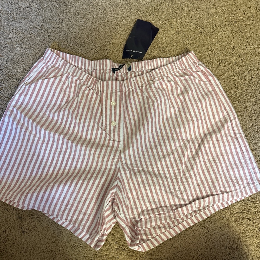 Brandy Melville Pink and White Striped Shorts
